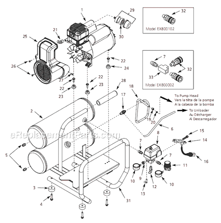Page A Diagram and Parts List for EX800102 2003 Campbell Hausfeld Compressor